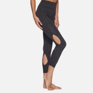 Free People FP Movement Halo Cut Out Crop Legging in Charcoal Grey